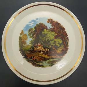 China Brands C: Crown Lynn - J C Van Hunnik's Scenes of Rural Europe: Horse and Cart - Display Plate