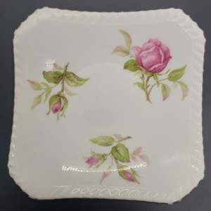 China Brand Adderley England: Adderley - Pink Roses A - Square Condiment/Trinket Dish