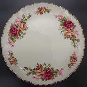 China Brands I J: James Kent - Maroon and Apricot Roses - Cake Plate