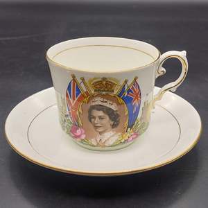 China Brand Aynsley England: Aynsley - Queen Elizabeth II Coronation - Duo