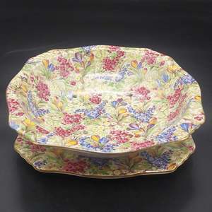 Royal Winton - Crocus Chintz - Strainer Serving Bowl and Underplate