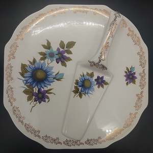 Lord Nelson - Blue and Purple Flowers - Pavlova/Cake Plate and Server