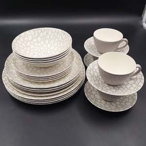 China Brand Poole England: Poole - Grey Pebble - 4-setting Dinner Set