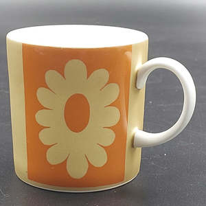 China Brands S: Susie Cooper - Carnaby Daisy, Yellow Daisy on Orange - Cup