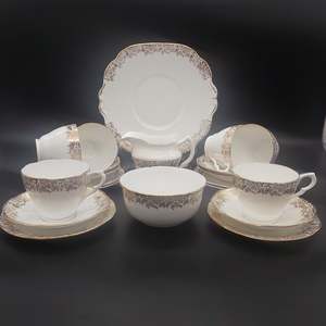 China Brands C: Collingwood - Gold Filigree Rim - 21-piece Tea Set