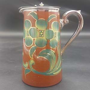 China Brands G: Gibsons - Green Leaves and Circles on Brown - Lidded Hot Water Pot