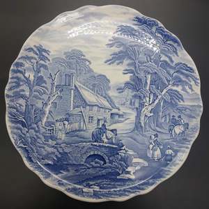 James Kent - English Countryside, Blue and White - Cake/Pavlova Plate