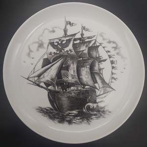 China Brands S: Schumann - Sailing Ship, Eagle Flag - Display Plate