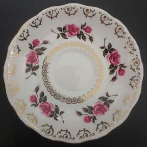 Colclough - Pink Rose, Gold Filigree, 8245 - Saucer