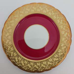 China Brands A: Aynsley - Maroon with Gold Filigree Band, 163 - Side Plate