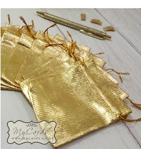 Favour Boxes etc. - MyCards Wedding Invitations: Gold Metallic Favour Bags – Drawstring
