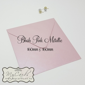 160mm Sq Blush Pink Metallic Envelopes END OF LINE