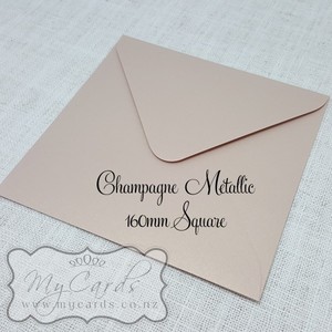 160mm Square Envelopes - MyCards Wedding Invitations: 160mm Sq Champagne Metallic Nude Envelopes END OF LINE