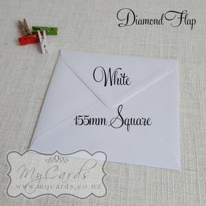 155mm Square Envelopes - MyCards Wedding Invitations: 155mm White Diamond Flap Envelope 100gsm