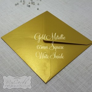155mm Square Gold Diamond Envelope – White Inside