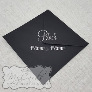 155mm Square Envelopes - MyCards Wedding Invitations: 155mm Black Diamond Flap Envelope 100gsm