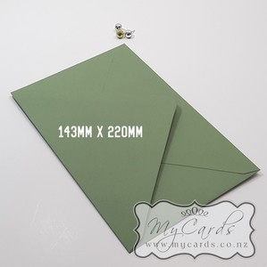 A9 Envelopes 143mm x 220mm - MyCards Wedding Invitations: Olive Green Envelopes A9 Diamond Flap 135gsm 143mm x 220mm
