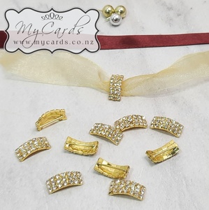 Ribbon Buckle Slider Gold Diamante 20mm x 8mm (bag of 10)