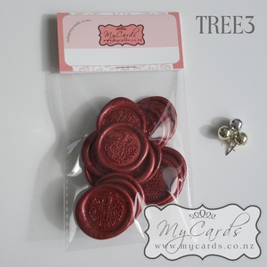 Products: Tree 3 Wine Red Wax Seals – HANDMADE – Bag of 15