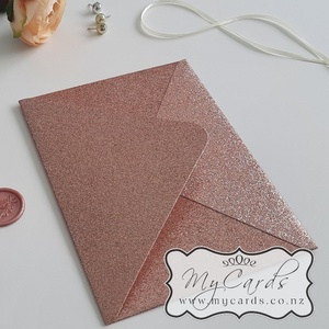 5x7 Envelopes i8 A7 (5x7) - MyCards Wedding Invitations: Rose Gold Glitter Envelopes 5×7 Diamond Flap 300gsm 188mm x 138mm