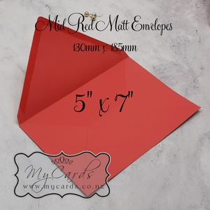 5×7 Red Envelopes Matt 110gsm Diamond Flap – Mid Red