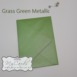 Grass Green Metallic 5×7 Envelopes Diamond Flap 120gsm