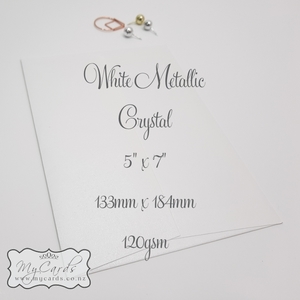 White Metallic 5×7 Envelopes Square Flap 120gsm Crystal