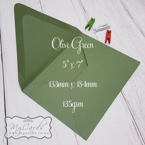 Olive Mid Green Matt 5×7 Envelopes Diamond Flap 135gsm MILTON