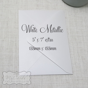 White Metallic Envelopes 5×7 Extra 138mm x 188mm Diamond Flap