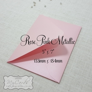 Rose Pink Metallic Envelopes 5×7 Diamond Flap 120gsm