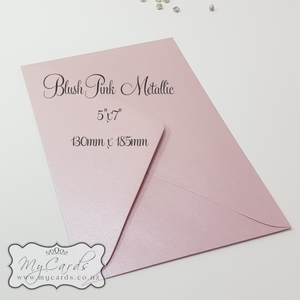 5x7 Envelopes i8 A7 (5x7) - MyCards Wedding Invitations: Blush Pink Metallic Envelopes 5×7 Diamond Mid Flap 125gsm END OF LINE