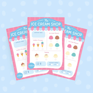 Products: Ice Cream Pretend Play Notepad