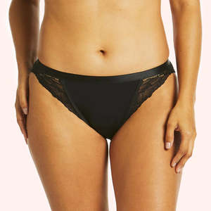 Light Flow Period: Love Luna Period Luxe Tanga Brief - Black