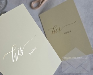 Foiled Vow Books: Vow Books – Cream with Gold Foil – His & Hers / His and His / Hers and Hers (set of 2 books)