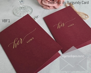 Foiled Vow Books: Vow Books – Burgundy with Gold Foil – His & Hers / His and His / Hers and Hers (set of 2 books)
