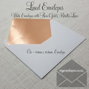 C6 Liner: Rose Gold Metallic Envelope Liner in White C6