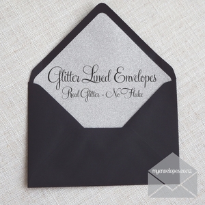 Black: Black Envelope with Silver Glitter Liner C6