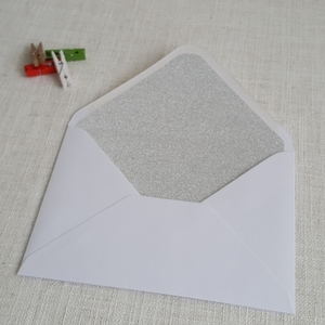 Glitter Envelope Liner White with Silver 5×7