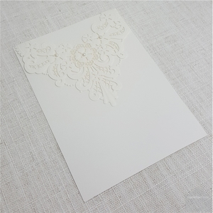 Z-CW5190 White Pocket Pearls Lasercut Wedding Invitation Cover END OF LINE QTY 19