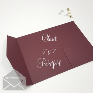 Claret Pocketfold Wedding Invitation Cover 5×7