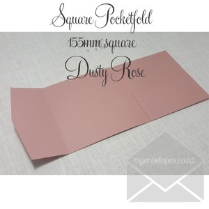 Dusty Rose Pocketfold Wedding Invitations – 155mm Square