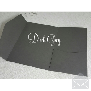 Grey 5×7 Pocketfolds Wedding Invitation (Dark Grey)