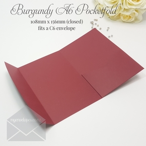 Burgundy: Burgundy Matt A6 Pocketfolds Wedding Invitation