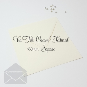 160mm Sq: Via Felt Cream Textured Envelopes 160mm Square Diamond Flap END OF LINE (LAST 99)