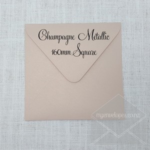 160mm Sq: Champagne Metallic Envelopes 160mm Square Diamond Flap END OF LINE