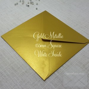 Gold Metallic Envelopes 155mm Square Diamond Flap