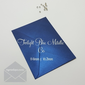 Twilight Blue Metallic Envelopes C6 Diamond Flap