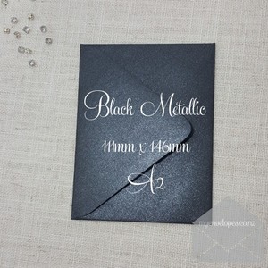 A2 111mm x 146mm: Black Metallic Envelopes A2 Diamond Flap