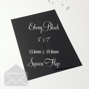5x7 (A7): Black Matt 5×7 Envelopes Square Flap 135gsm