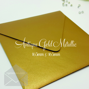 Antique Gold Metallic Envelopes 165mm Square Diamond Flap